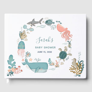 Onder het Zee Waterverf krans Baby shower Gastenboek
