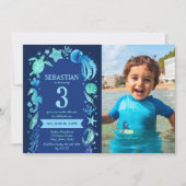 Onder het Zee Waterverf kwal Zee paardenfoto Kaart (Voorkant)