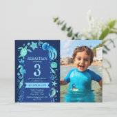 Onder het Zee Waterverf kwal Zee paardenfoto Kaart (Staand voorkant)