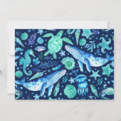 Onder het Zee Waterverf kwal Zee paardenfoto Kaart (Achterkant)