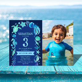 Onder het Zee Waterverf kwal Zee paardenfoto Kaart