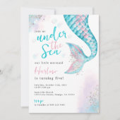 Onder het Zee Waterverf Mermaid Invitation Aankondiging (Voorkant)