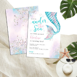 Onder het Zee Waterverf Mermaid Invitation Aankondiging