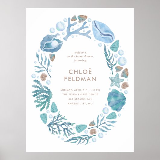 Onder het Zee Waterverf Nautical Welcome Poster (Voorkant)