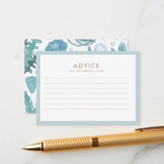 Onder het Zee Waterverf Nautisch Baby shower Advieskaart (Voorkant / Achterkant in situ)