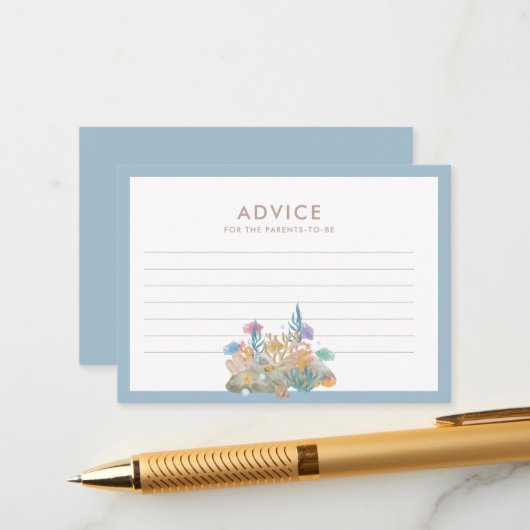 Onder het Zee Waterverf Nautisch Baby shower Advieskaart (Voorkant / Achterkant in situ)