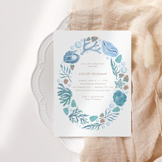 Onder het Zee Waterverf Nautisch Baby shower Kaart