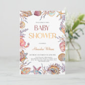 Onder het Zee Waterverf Nautisch Baby shower Kaart (Staand voorkant)