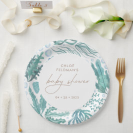 Onder het Zee Waterverf Nautisch Baby shower Papieren Bordje