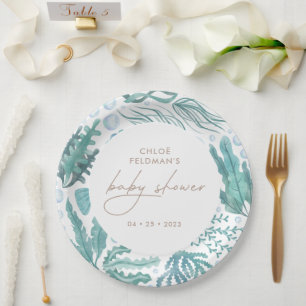Onder het Zee Waterverf Nautisch Baby shower Papieren Bordje