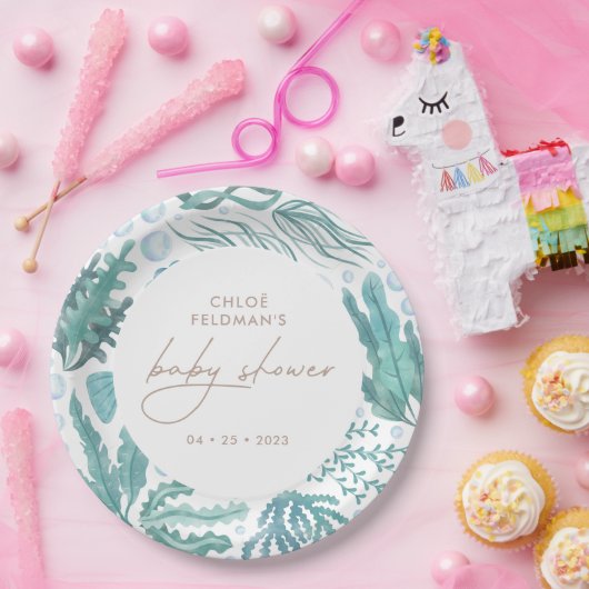 Onder het Zee Waterverf Nautisch Baby shower Papieren Bordje (Feest)