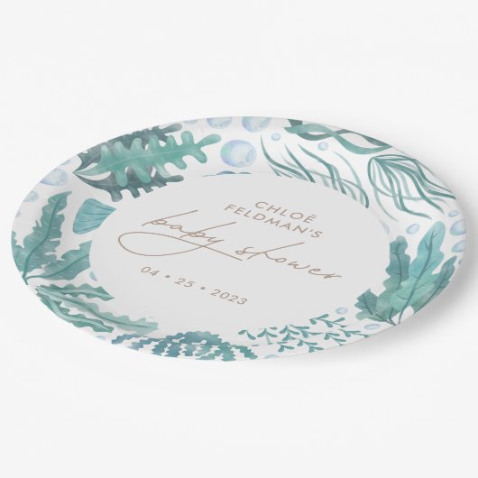 Onder het Zee Waterverf Nautisch Baby shower Papieren Bordje (Gekanteld)