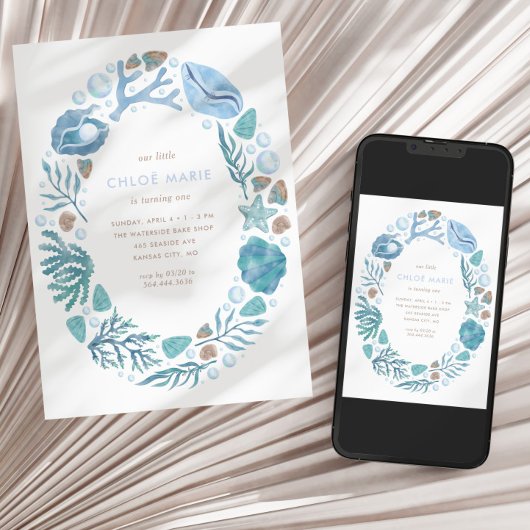 Onder het Zee Waterverf Neutrale Verjaardag Kaart