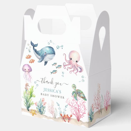 Onder het Zee Waterverf Ocean Animals Baby shower Bedankdoosjes (Geopend)