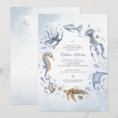Onder het Zee Waterverf Ocean Animals Baby shower Kaart (Voorkant / Achterkant)