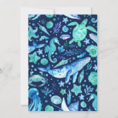 Onder het Zee Waterverf Ocean Animals Navy Blue Kaart (Achterkant)