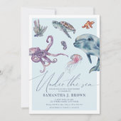 Onder het Zee Waterverf Ocean Baby shower Kaart (Voorkant)