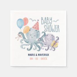 Onder het Zee Waterverf Octopus Beach Baby shower Servet