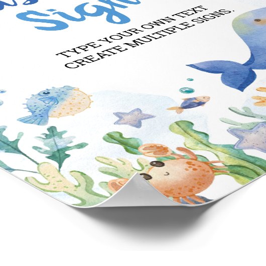 Onder het Zee Waterverf Partij Custom Table Sign Poster (Hoek)