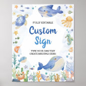 Onder het Zee Waterverf Partij Custom Table Sign Poster (Voorkant)