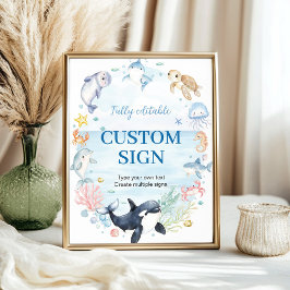 Onder het Zee Waterverf Partij Custom Table Sign Poster