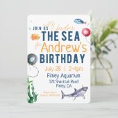 Onder het Zee Waterverf Verjaardagsuitnodiging Kaart (Staand voorkant)