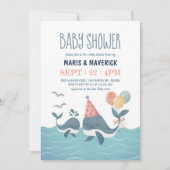 Onder het Zee Waterverf Whale Beach Baby shower Kaart (Voorkant)