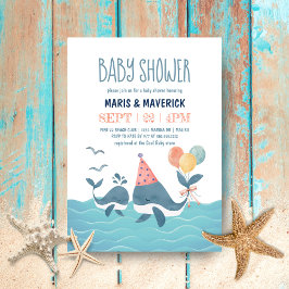 Onder het Zee Waterverf Whale Beach Baby shower Kaart
