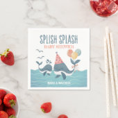 Onder het Zee Waterverf Whale Beach Baby shower Servet (Insitu)