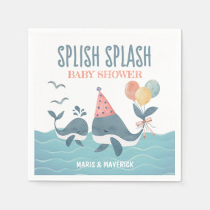 Onder het Zee Waterverf Whale Beach Baby shower Servet