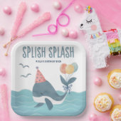 Onder het Zee | Waterverf Whale Beach Verjaardag Papieren Bordje (Feest)