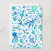 Onder het Zee Waterverf Zee Creatures Blue Kaart (Achterkant)