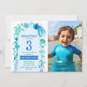 Onder het Zee Waterverf Zee Life Verjaardagsfoto Kaart (Voorkant)