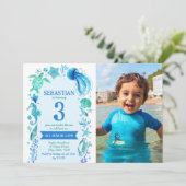 Onder het Zee Waterverf Zee Life Verjaardagsfoto Kaart (Staand voorkant)