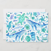 Onder het Zee Waterverf Zee Life Verjaardagsfoto Kaart (Achterkant)