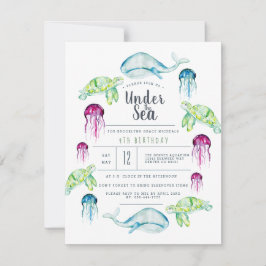 Onder het Zee | Waterverf zeedieren Kaart