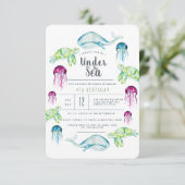 Onder het Zee | Waterverf zeedieren Kaart (Staand voorkant)