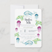 Onder het Zee | Waterverf zeedieren Kaart (Voorkant)
