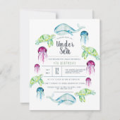 Onder het Zee | Waterverf zeedieren Kaart (Voorkant)