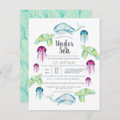 Onder het Zee | Waterverf zeedieren Kaart (Voorkant / Achterkant)