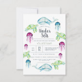Onder het Zee | Waterverf zeedieren Kaart (Voorkant)