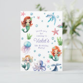 Onder het Zee Waterverf Zeemeermin Verjaardagsfees Bedankkaart (Staand voorkant)