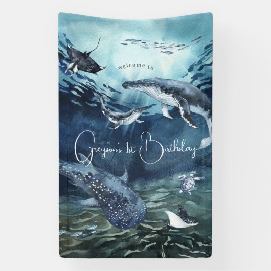 Onder het Zee | Welkom Ocean Birthday Spandoek (Verticaal)