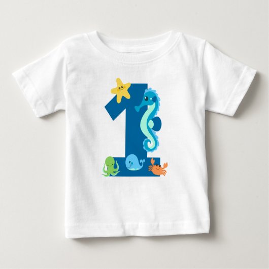 Onder het Zee Whale 1st birthday shirt (Voorkant)