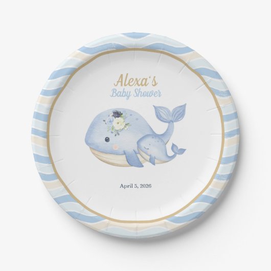 Onder het Zee Whale Baby shower (Boy) Paper Bord (Voorkant)
