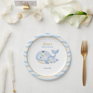 Onder het Zee Whale Baby shower (Boy) Paper Bord