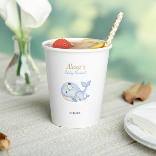 Onder het Zee Whale Baby shower (Boy) Papieren Bekers (Insitu)