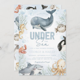 Onder het Zee Whale Baby shower Invitation Kaart