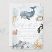 Onder het Zee Whale Baby shower Invitation Kaart (Voorkant)