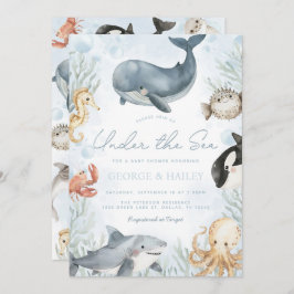 Onder het Zee Whale Baby shower Invitation Kaart
